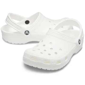 Crocs Unisex-Adult Classic Clog, Clogs for Women and Men, White, 12 Women/10 Men