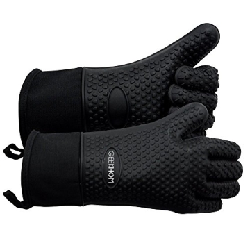 GEEKHOM BBQ Gloves - Grilling & Heat Resistant Silicone Oven Mitts for Cooking