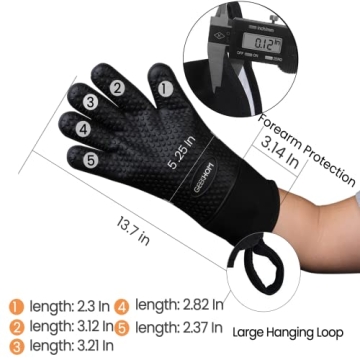 GEEKHOM BBQ Gloves - Heat Resistant Kitchen Silicone Mitts