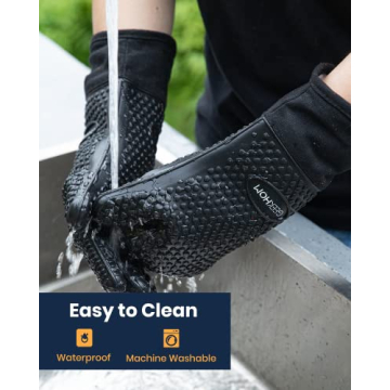 GEEKHOM BBQ Gloves - Heat Resistant Kitchen Silicone Mitts