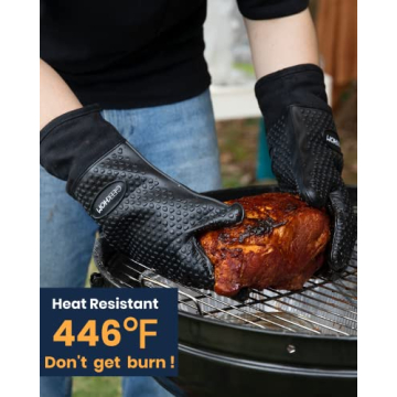 GEEKHOM BBQ Gloves - Heat Resistant Kitchen Silicone Mitts