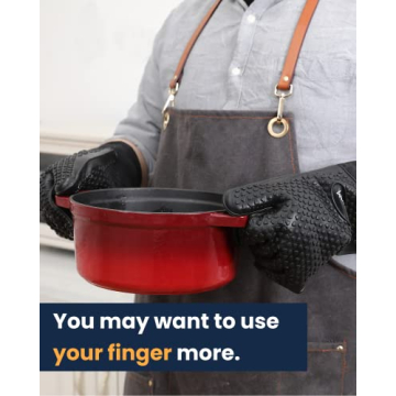 GEEKHOM BBQ Gloves - Heat Resistant Kitchen Silicone Mitts