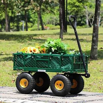 Yardsam Steel Garden Cart - Heavy Duty 400lbs Utility Wagon