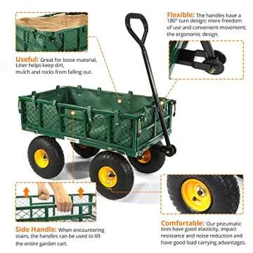 Yardsam Steel Garden Cart - Heavy Duty 400lbs Utility Wagon
