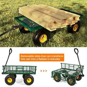 Yardsam Steel Garden Cart - Heavy Duty 400lbs Utility Wagon
