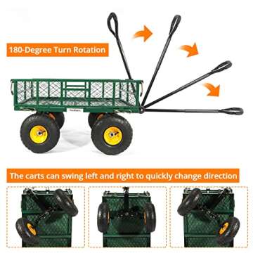 Yardsam Steel Garden Cart - Heavy Duty 400lbs Utility Wagon