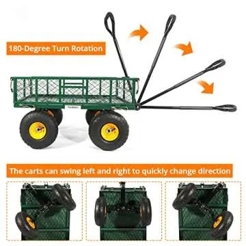 Yardsam Steel Garden Cart - Heavy Duty 400lbs Utility Wagon