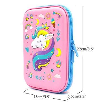 SOOCUTE Crown Unicorn Gifts for Girls - Cute Big Size Hardtop Pencil Case with Compartment - Kids Sc...