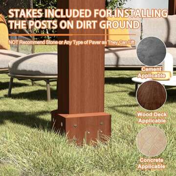 Yardenaler 12 x16 FT Wooden Pergola, Cedar Wood Gazebo with Flat Roof, Outdoor Garden Shelter with Stakes Included, Patio, Deck, Backyard, Lawn