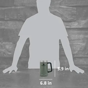 Stanley Adventure Big Grip Beer Stein 24 oz | Mug Keeps Beer Cold for Hours | Holds 2 Cans of Beer | Insulated Stainless Steel | Heavy-Duty Handle | Hammertone Green