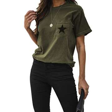 MLEBR Womens Graphic tees Summer Short Sleeve Crewneck Fashion Ladies Letter Printed Graphic Tee Poc...