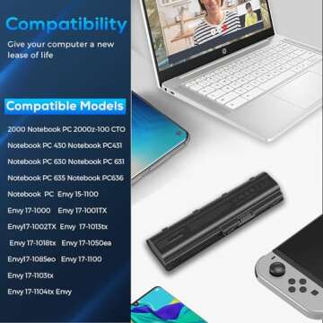 TREE.NB Replacement Battery for HP Spare 593553-001, HP Compaq Presario CQ32 CQ42 CQ43, HP Pavilion dm4 g4 g6 g7 DV3-4000 DV5-2000 DV6-3000 DV7-6000, COMPAQ 435 436, fits HP MU06 (5200mAh)