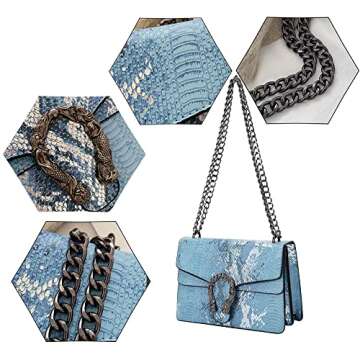 Stylish DEEPMEOW Crossbody Bag for Women - Snake Print