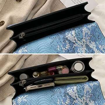 Stylish DEEPMEOW Crossbody Bag for Women - Snake Print