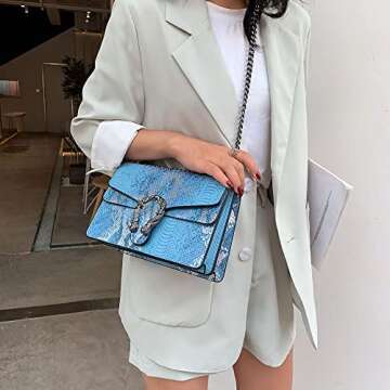 Stylish DEEPMEOW Crossbody Bag for Women - Snake Print