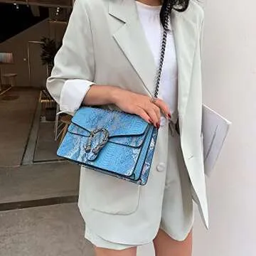 Stylish DEEPMEOW Crossbody Bag for Women - Snake Print