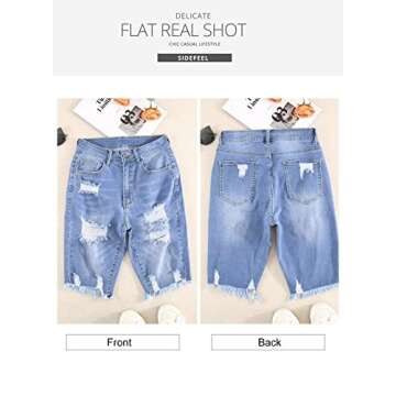 Stylish Sidefeel Ripped Bermuda Shorts for Women