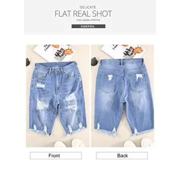Stylish Sidefeel Ripped Bermuda Shorts for Women