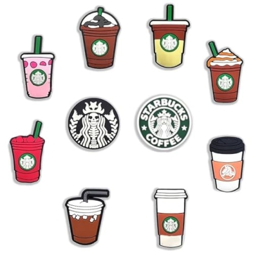 Cute Coffee Cup Shoe Charms - 10pcs Fun Accessories