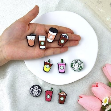 Cute Coffee Cup Shoe Charms - 10pcs Fun Accessories
