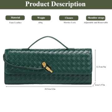 OWGSEE Trendy Evening Woven Crossbody Bags for Women Wedding Purse Shoulder Handbag Clutch Purse with Removable Shoulder Strap(Black)