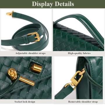 OWGSEE Trendy Evening Woven Crossbody Bags for Women Wedding Purse Shoulder Handbag Clutch Purse with Removable Shoulder Strap(Black)