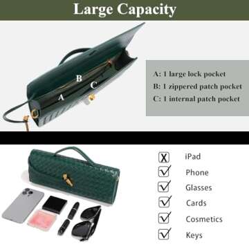 OWGSEE Trendy Evening Woven Crossbody Bags for Women Wedding Purse Shoulder Handbag Clutch Purse with Removable Shoulder Strap(Black)