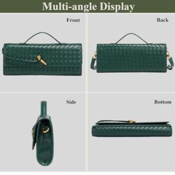 OWGSEE Trendy Evening Woven Crossbody Bags for Women Wedding Purse Shoulder Handbag Clutch Purse with Removable Shoulder Strap(Black)