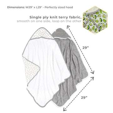 Burts Bees Baby Infant Hooded Towels Avo-Crazy Organic Cotton, Unisex Bath Essentials and Newborn Necessities, Soft Nursery Towel with Hood Set, 2-Pack Size 29 x 29 Inch