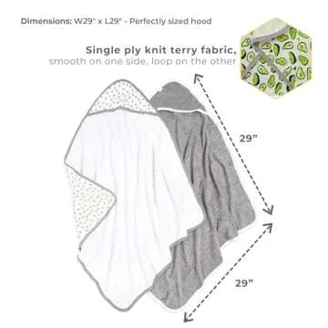 Burts Bees Baby Infant Hooded Towels Avo-Crazy Organic Cotton, Unisex Bath Essentials and Newborn Necessities, Soft Nursery Towel with Hood Set, 2-Pack Size 29 x 29 Inch