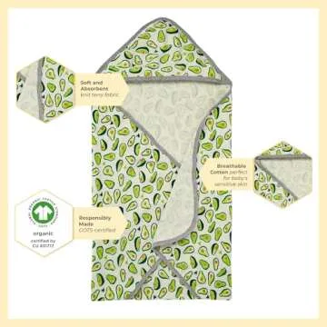 Burts Bees Baby Infant Hooded Towels Avo-Crazy Organic Cotton, Unisex Bath Essentials and Newborn Necessities, Soft Nursery Towel with Hood Set, 2-Pack Size 29 x 29 Inch
