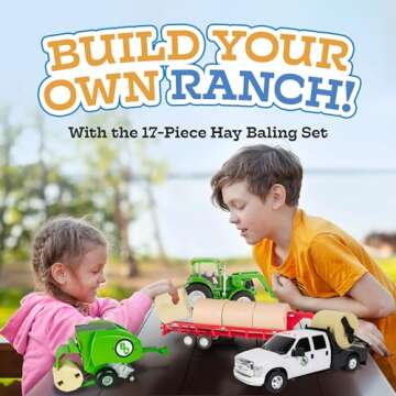 Big Country Toys 17-Piece Hay Baling Set - Farm Toys for 3 Year Old Boys and Girls - Toy Hay Bales Set