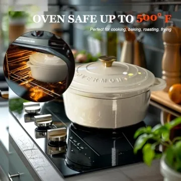 Overmont Enameled Dutch Oven 5.5QT - Versatile Cookware