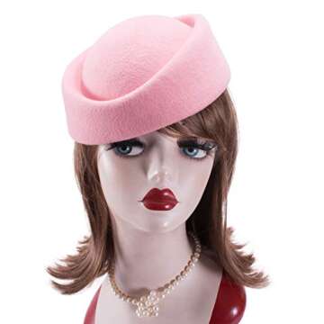 Lawliet Pink Wool Pillbox Hat for Stylish Occasions