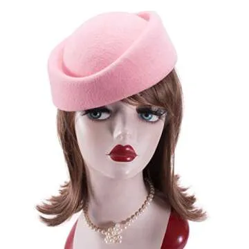 Lawliet Pink Wool Pillbox Hat for Stylish Occasions