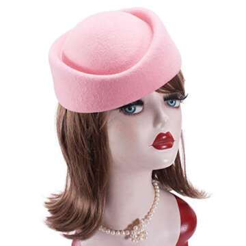 Lawliet Pink Wool Pillbox Hat for Stylish Occasions