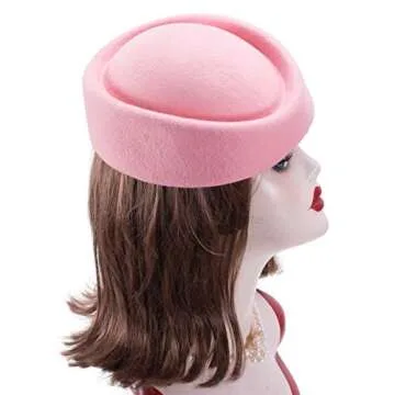 Lawliet Pink Wool Pillbox Hat for Stylish Occasions