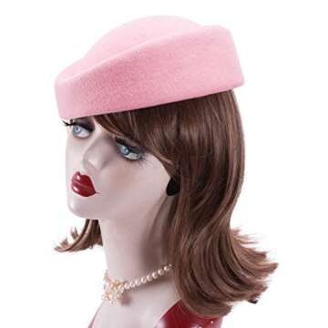 Lawliet Pink Wool Pillbox Hat for Stylish Occasions