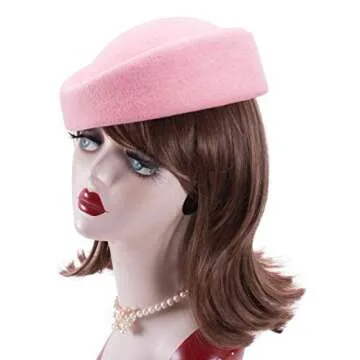 Lawliet Pink Wool Pillbox Hat for Stylish Occasions