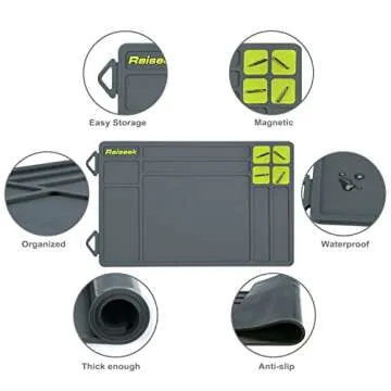 Raiseek Pistol Gun Cleaning Mat, Magnetic Gun Maintenance Mat,Anti-Slip Rubberized Pistol Gun Mat with Organizer Parts Tray,Protective Workbench Mat 15.9" x 9.8"