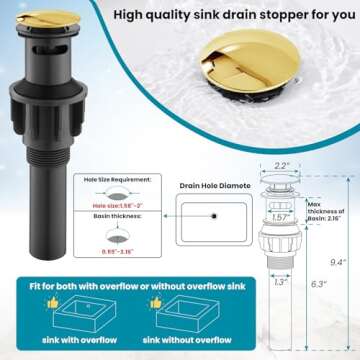 gotonovo Polish Gold Widespread Bathroom Sink Faucet Double Cross Knobs 3 Hole Mixing Tap Deck Mount with Pop Up Drain