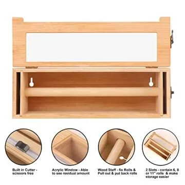 Reusable Vacuum Sealer Bags Dispenser, Rolls Keeper with Built-in Cutter, Come with 8'' x 50’ Rolls for Food Saver, Commercial Grade, BPA Free and Heavy Duty