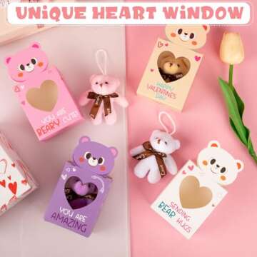 Sofier 27 Pack Mini Bears Keychains for Kids Valentine's Day