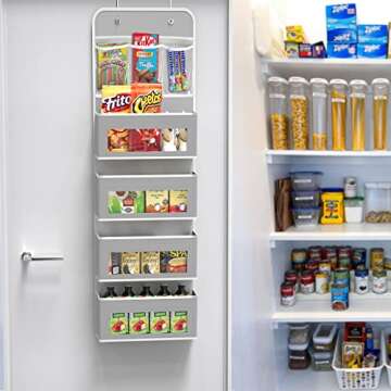 Simple Houseware Over Door 4 Clear Window Pocket Organizer with 3 Pockets, Grey