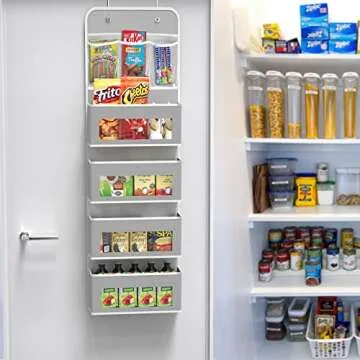 Simple Houseware Over Door 4 Clear Window Pocket Organizer with 3 Pockets, Grey