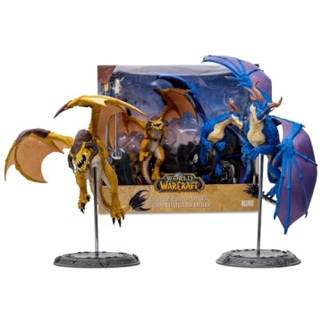 WORLD OF WARCRAFT McFarlane Bronze Proto-Drake & Blue Highland Drake 2pk 1:12 Scale Posed Figures, G...