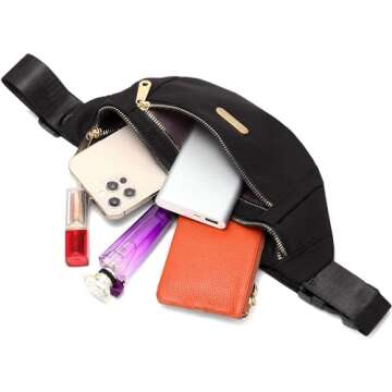 Fanny Pack Waist Pack for Women, Waterproof Waist Bag for Running Sports Travel - Black