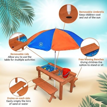 Kids Sand and Water Table - Premium Wooden 3-in-1 Fun