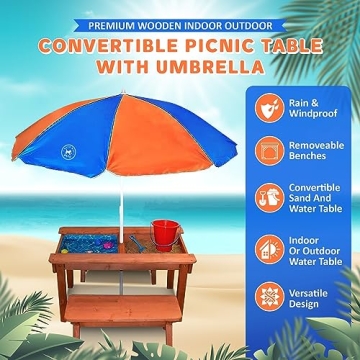 Kids Sand and Water Table - Premium Wooden 3-in-1 Fun