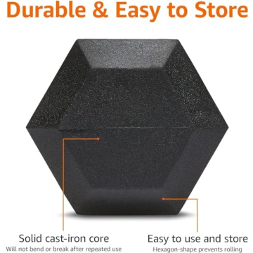 Amazon Basics 20lb Rubber Hex Dumbbell for Home Workouts